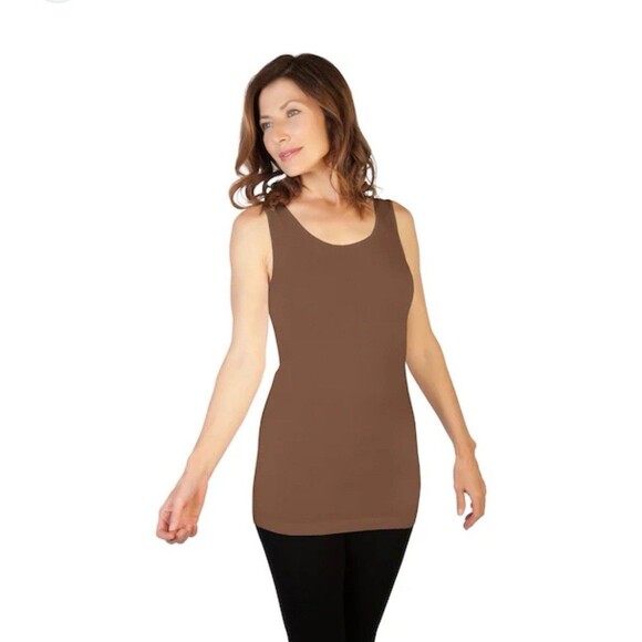 Skinny tees basic tank top one size Brown - Picture 1 of 8